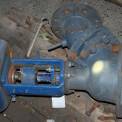 Used Pfaudler DN 150/100 pneumatically operated blue glassed steel flush outlet valve